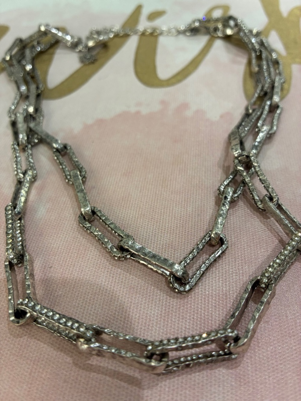Brighton Silver Textured Double-Layer Paperclip Necklace